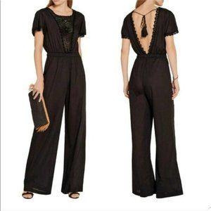 LOVESHACKFANCY Crochet Black Cotton Jumpsuit size 0